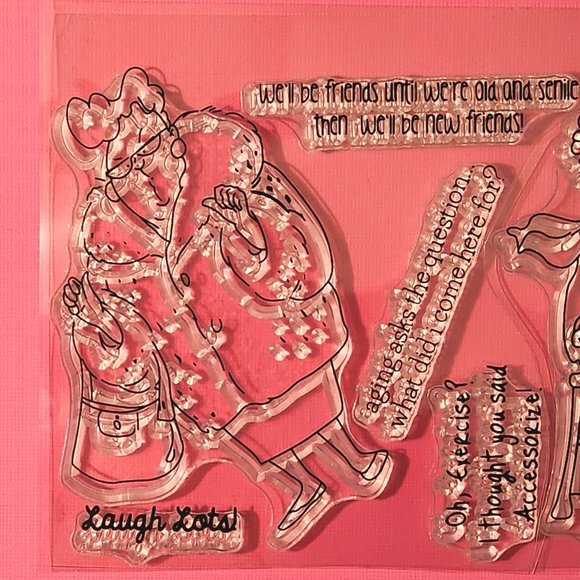 #197 STAMP & DIE SET: FUNNY LADIES, FRIENDSHIP, LAUGHING - Picture 3 of 6